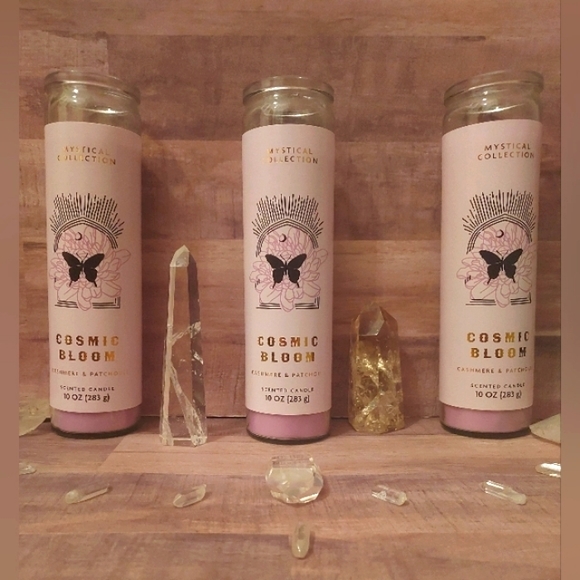 * 1 DAY SALE * Cashmere & Patchouli Cosmic Bloom Scented Tall Pillar Candle NEW! - Picture 5 of 5